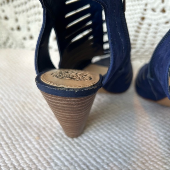 Vince Camuto Evalan Lace-up Leather Shoe Cobalt Blue Pointed Heel Size 7.5 W - Picture 8 of 12